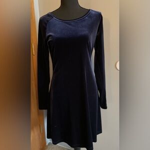 Elegant Long Sleeve Navy Blue Dress